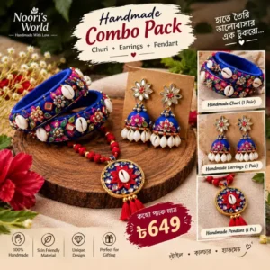 Handmade Churi, Earrings & Pendant Combo Set